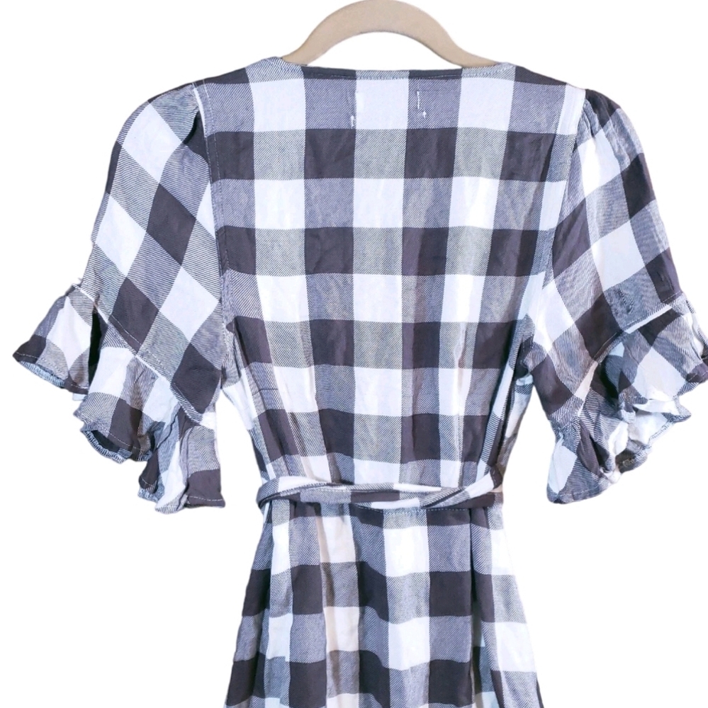 Urban Outfitters Frankie Buffalo Plaid Ruffled Wrap Dress Cottagecore Women's S - Picture 7 of 10